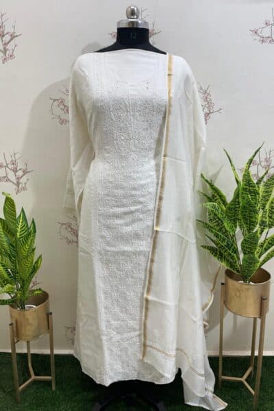 Lucknow chikankari dress material unstitched suit piece