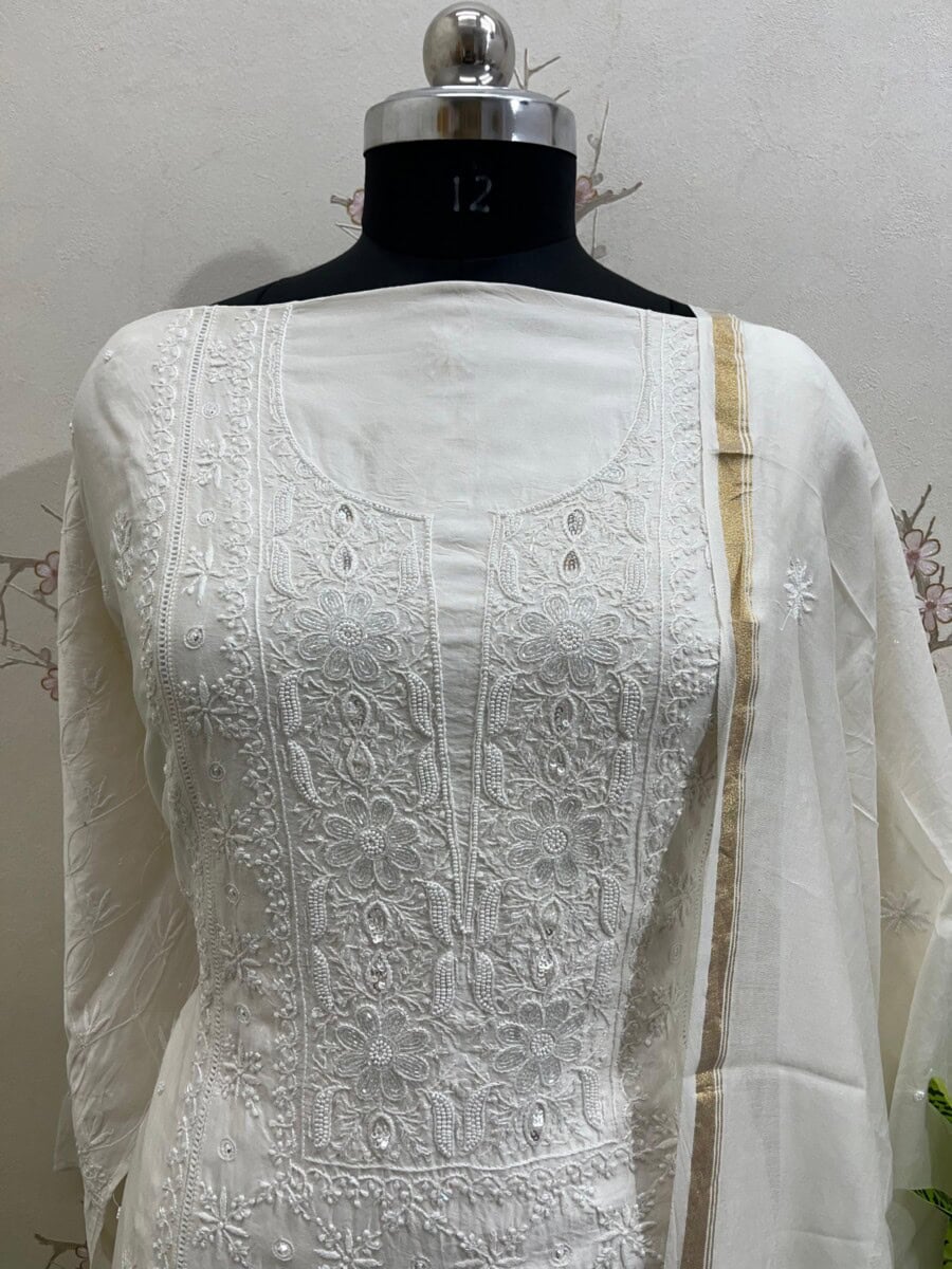 Pure Chanderi Semi Stitched Two Pieces Set - Image 2