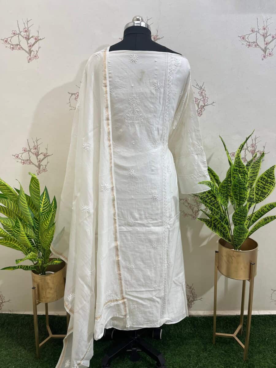 Pure Chanderi Semi Stitched Two Pieces Set - Image 4