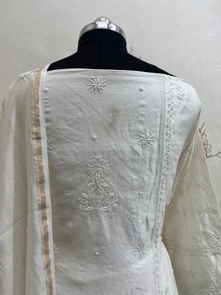 Pure Chanderi Semi Stitched Two Pieces Set - Image 3