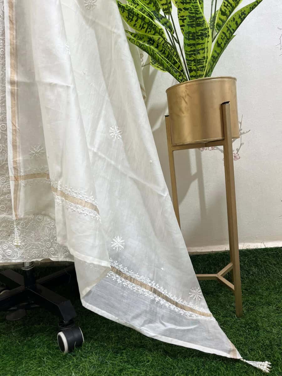 Pure Chanderi Semi Stitched Two Pieces Set Finishing A Neckline - Image 6