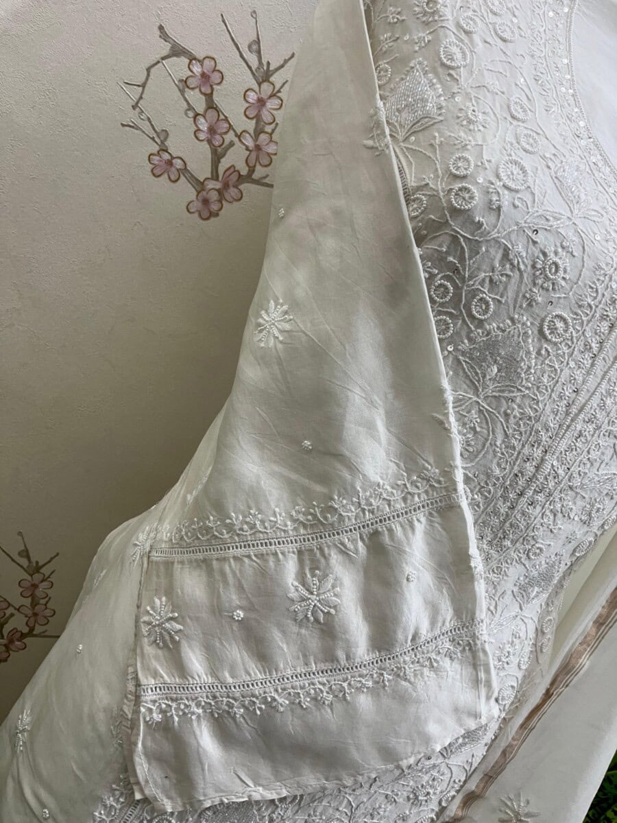 Pure Chanderi Semi Stitched Two Pieces Set Finishing A Neckline - Image 5