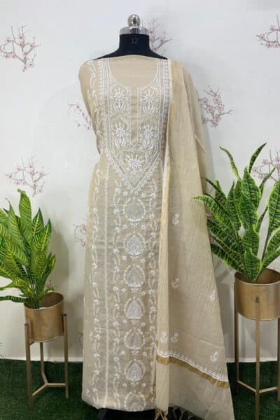 Handcrafted Lucknow chikankari suit piece unstitched