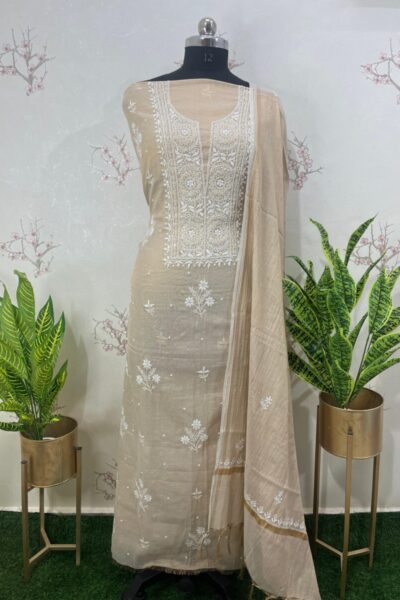 Lucknow chikan suit piece dress material for summer