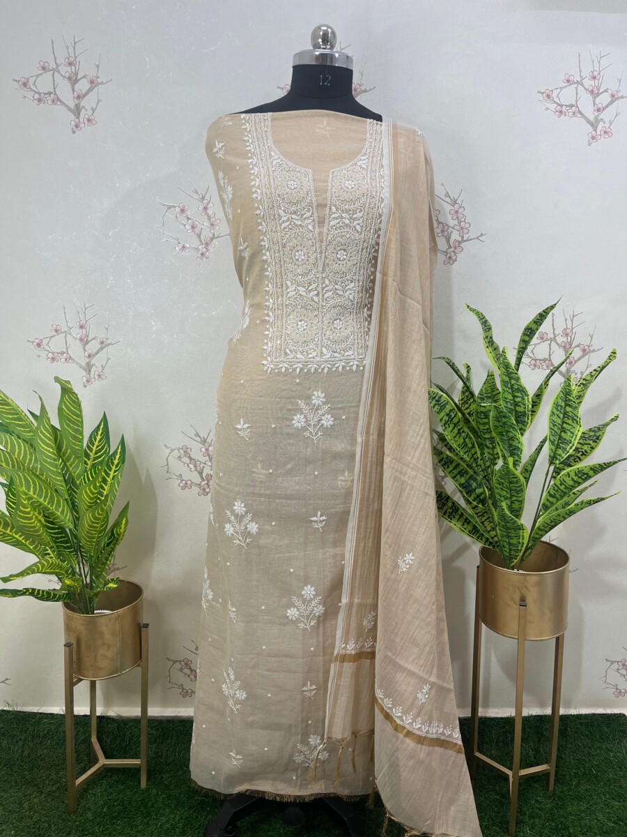 Lucknow chikan suit piece dress material for summer