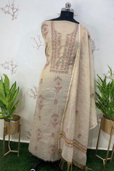 Unstitched Lucknow chikankari suit piece online