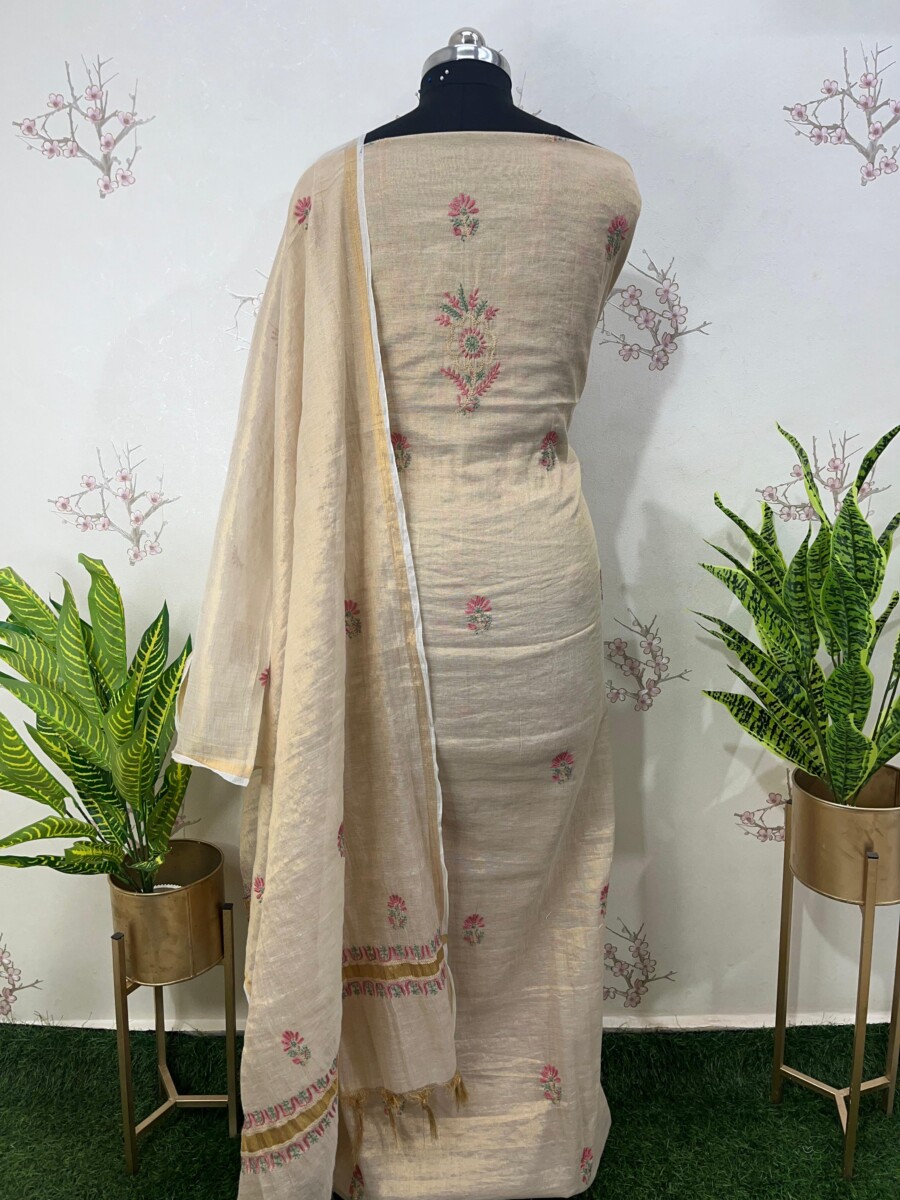 Golden Tissue With Colour Thread Gala Booti Two Pieces Set - Image 6