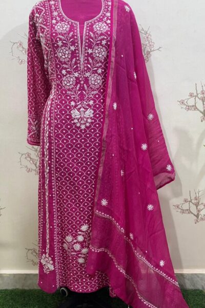 Graceful Lucknowi chikan anarkali suits for a royal look