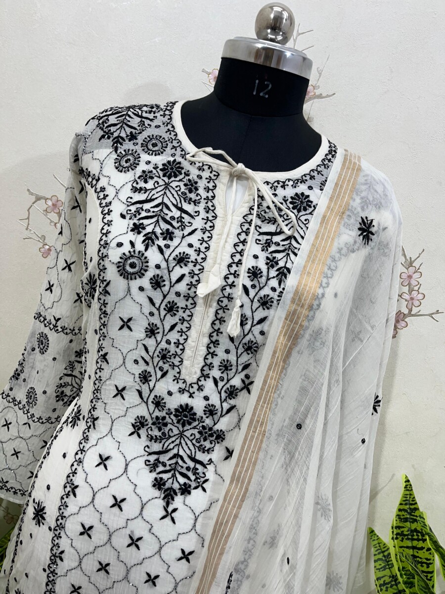 Pure Mulmul Anarkali Semi Stitched Two Pieces Set - Image 2