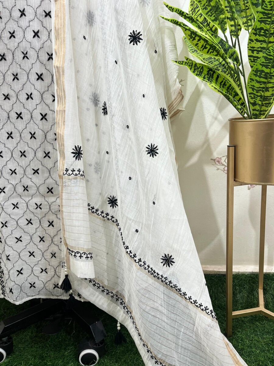 Pure Mulmul Anarkali Semi Stitched Two Pieces Set - Image 4