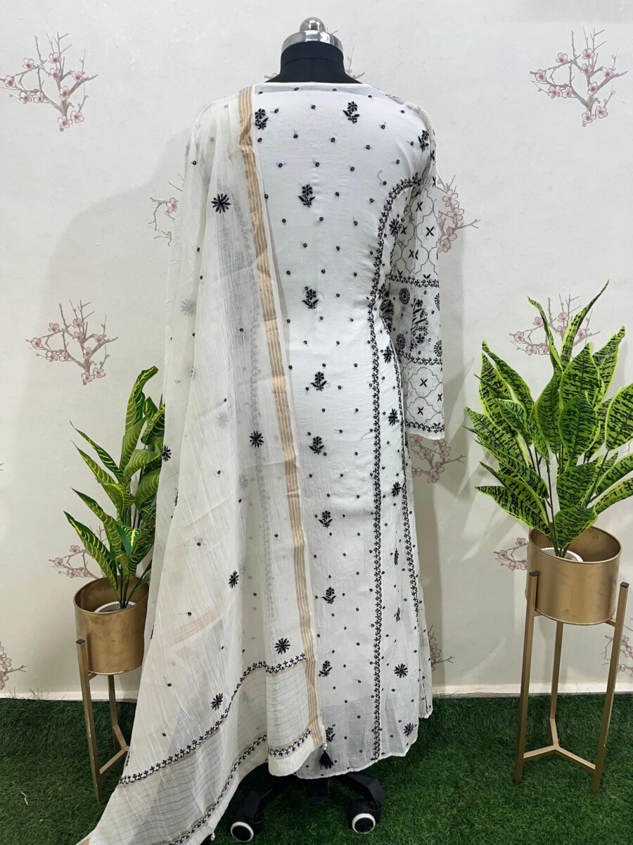 Pure Mulmul Anarkali Semi Stitched Two Pieces Set - Image 6