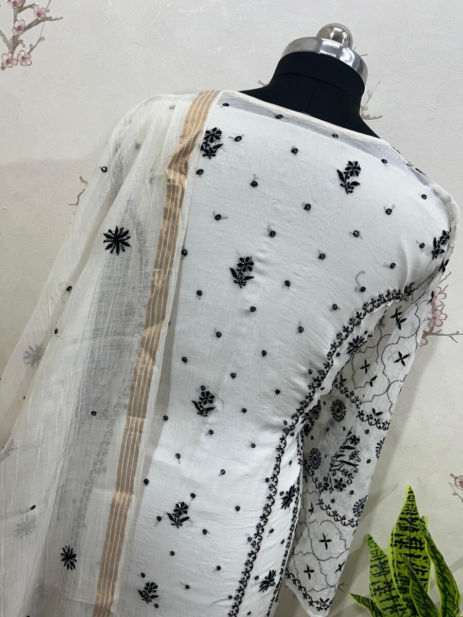 Pure Mulmul Anarkali Semi Stitched Two Pieces Set - Image 5