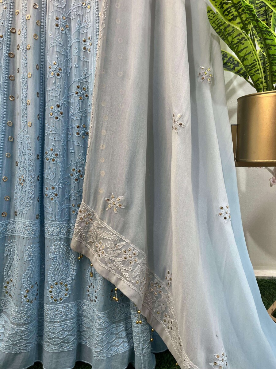 Viscose Georgette Anarkali Semi Stitched Two Pieces Set - Image 5