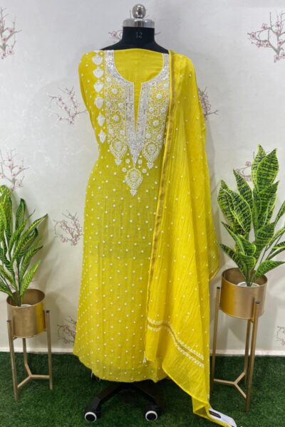 Authentic Pure Mulmul Chikankari unstitched suit piece