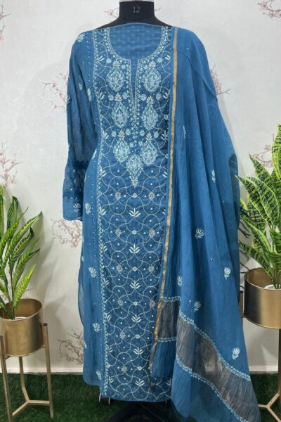 Traditional Pure Mulmul Chikankari dress material