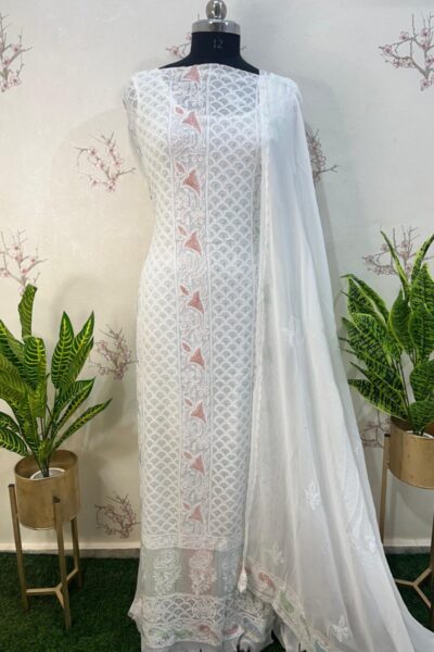 Viscose Georgette Colour Thread Unstitched two pieces set