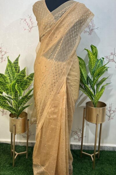 Authentic Lucknowi chikankari saree online for weddings