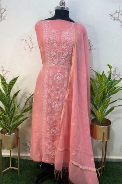 Buy Mulmul suits online with authentic Lucknowi work