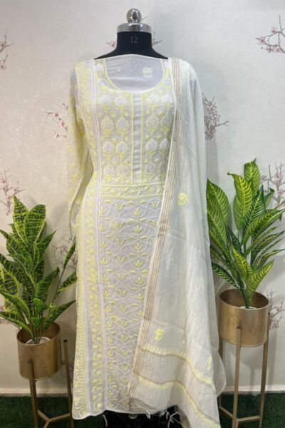 Premium Pure Mulmul Chikankari suit dress material