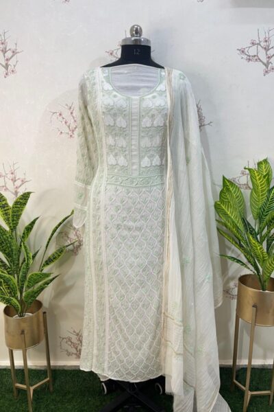 Pure Mulmul Chikankari suit set for formal and casual wear