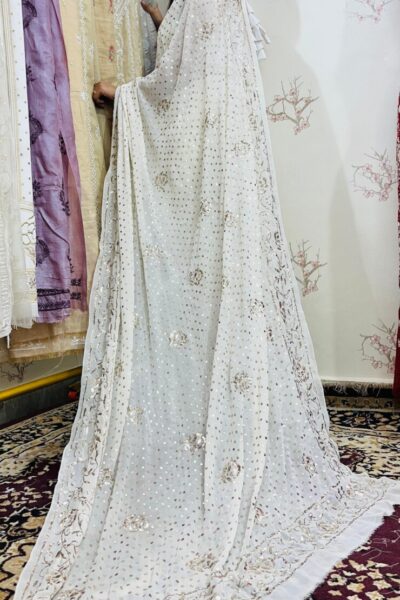 Pure Georgette saree with heavy work of Lucknowi chikan