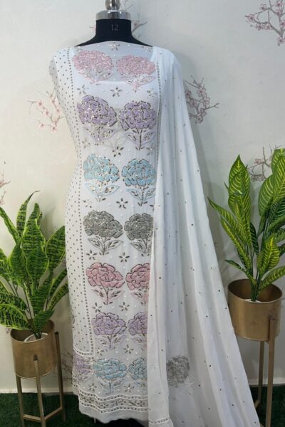Stylish Lucknow chikankari suit piece for ethnic look