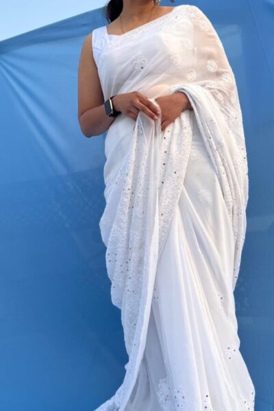 viscose Georgette saree heavy palla & border