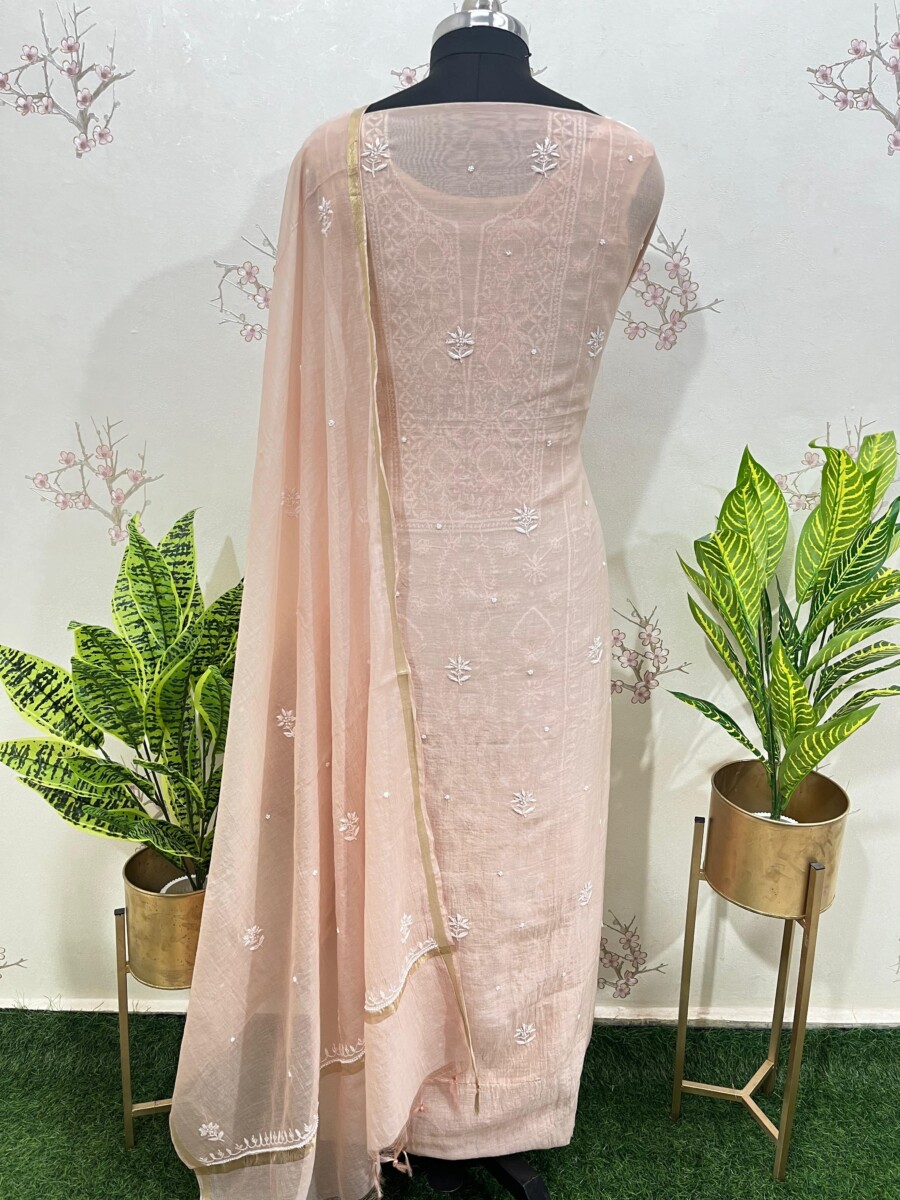 pure mulmul unstitched two piece set panel buti work