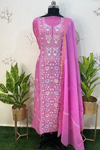 pure mulmul colour cutdana unstitched two piece set