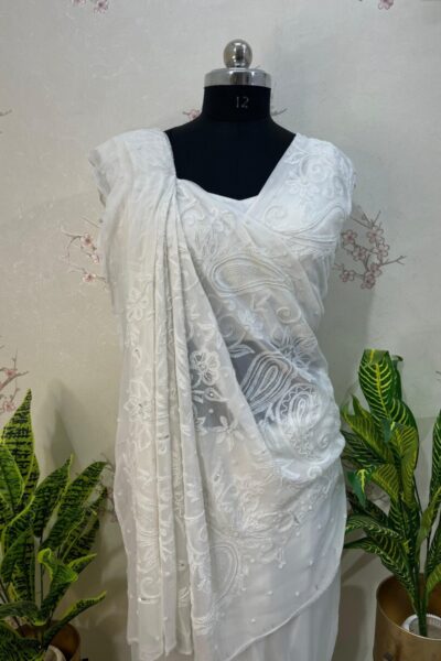 viscose Georgette heavy palla saree