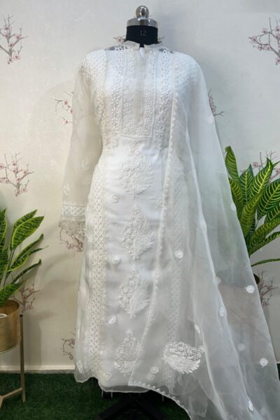 pure Organza semi stitched two pieces set