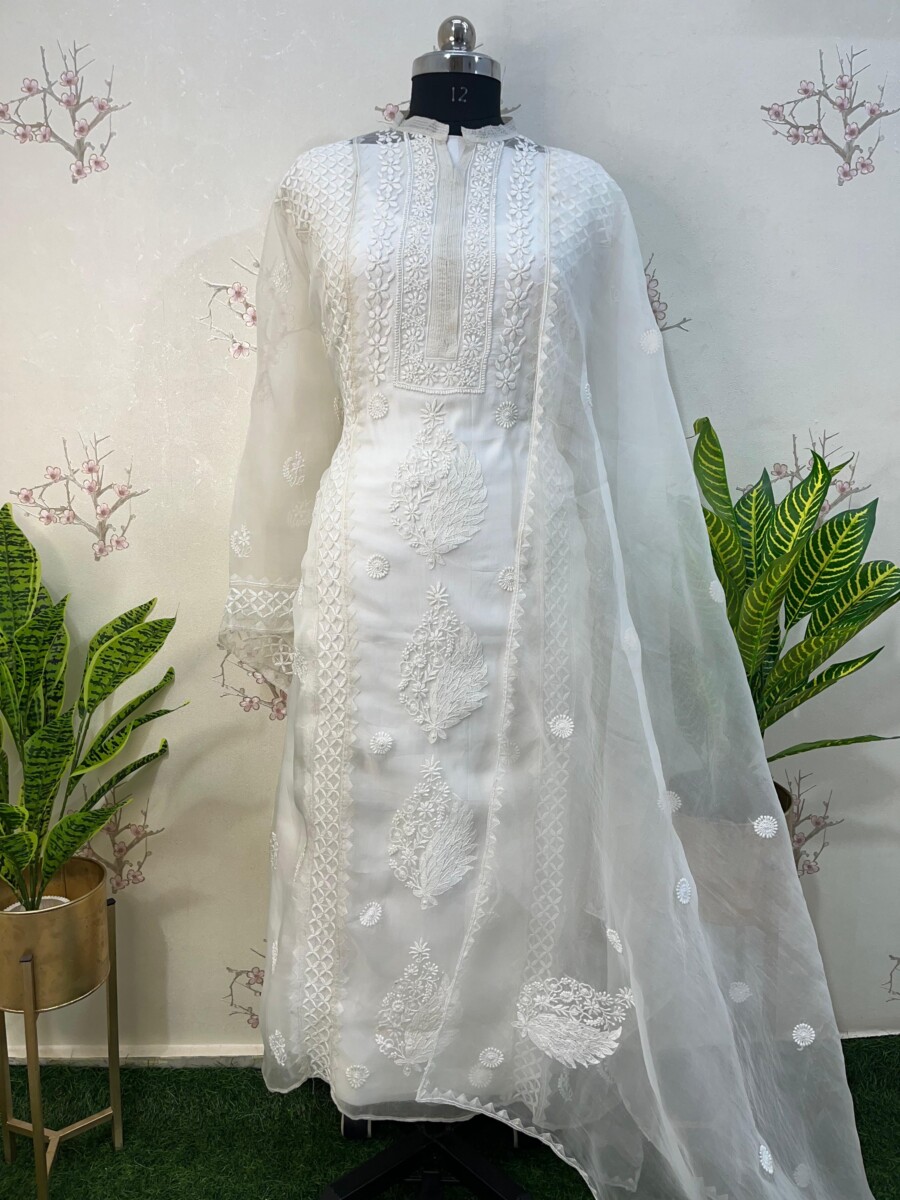 pure Organza semi stitched two pieces set