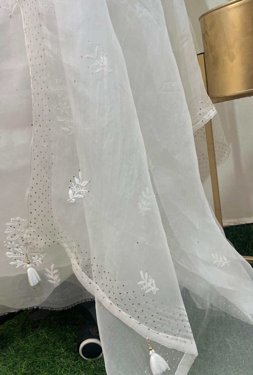 pure Organza unstitched two piece set gala buti work - Image 4