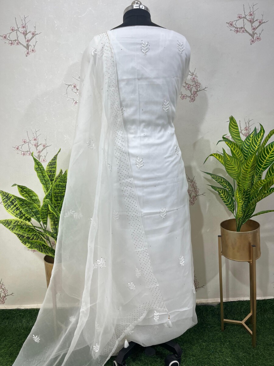 pure Organza unstitched two piece set gala buti work - Image 5