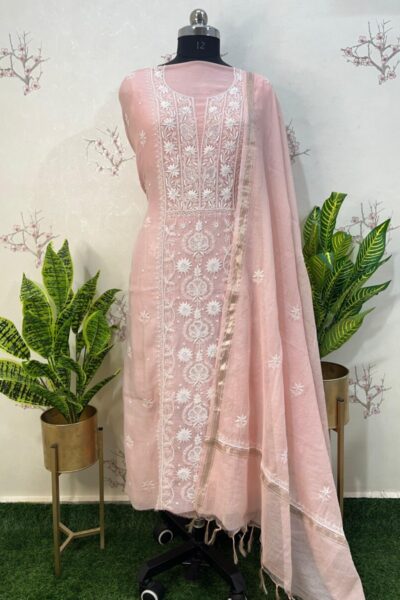 pure mulmul panel buti Unstitched two pieces set