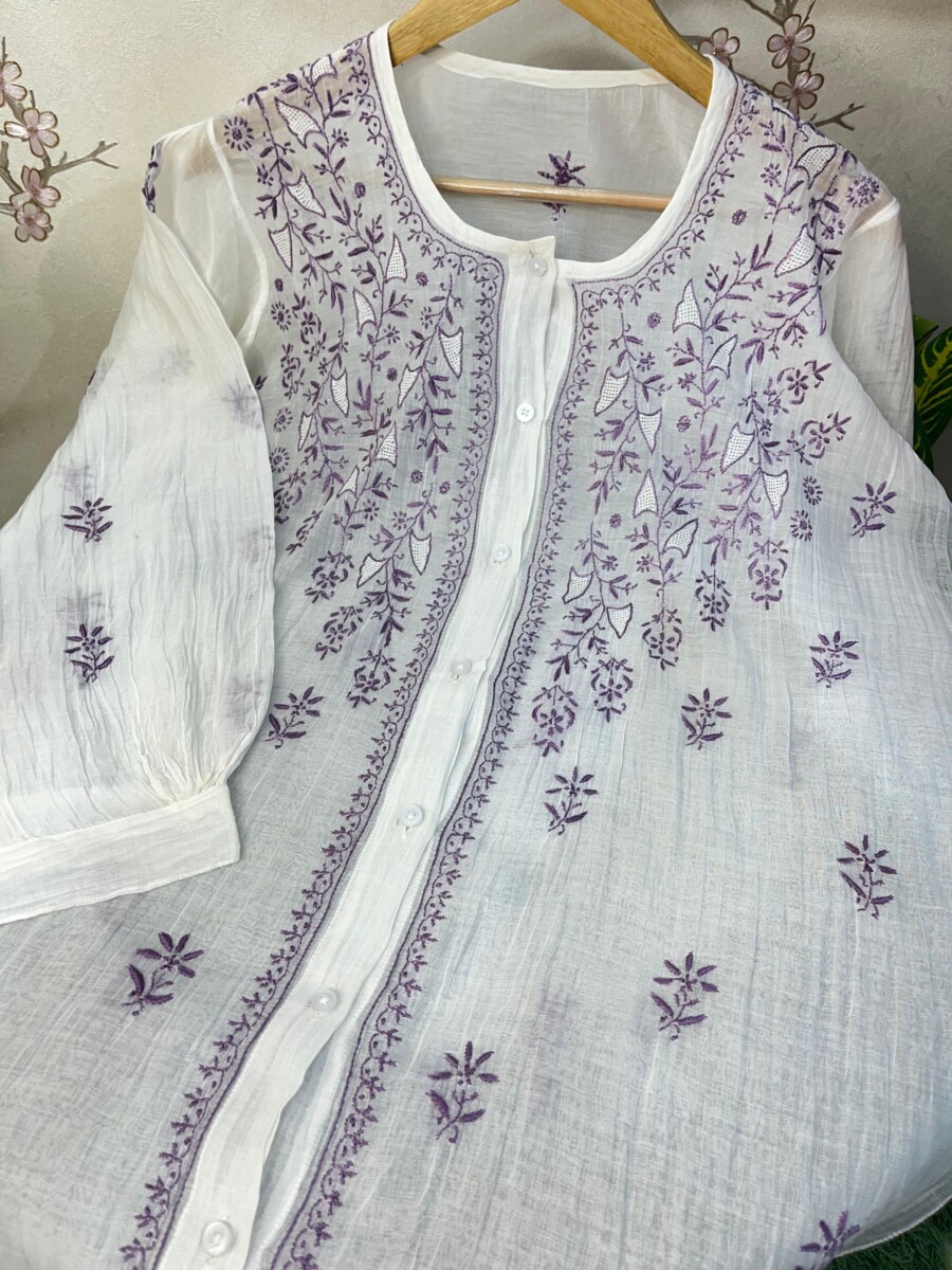 Pure mulmul & chanderi semi stitched Co-ord set - Image 4