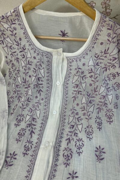 Pure mulmul & chanderi semi stitched Co-ord set