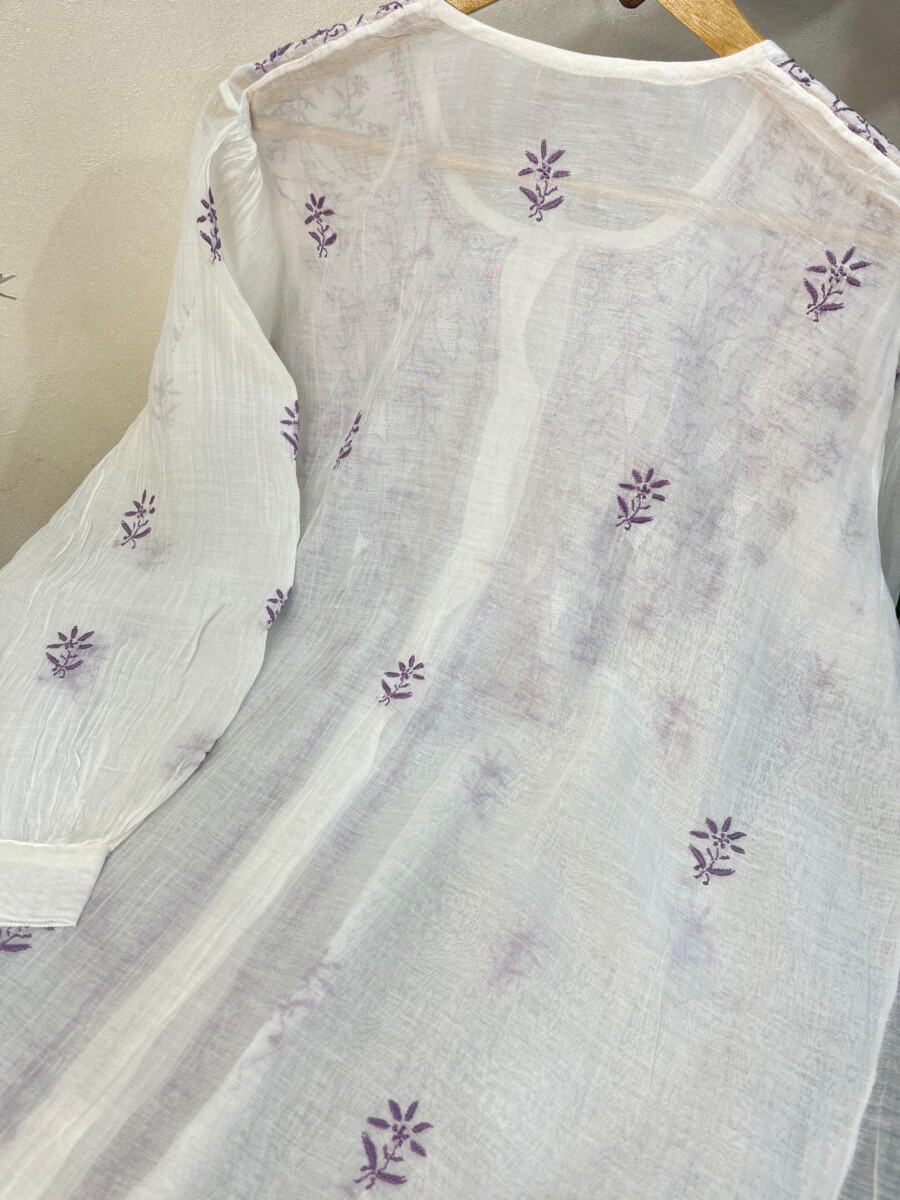 Pure mulmul & chanderi semi stitched Co-ord set - Image 2