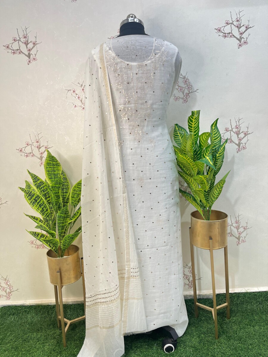 pure mulmul unstitched two piece set gala buti work - Image 4