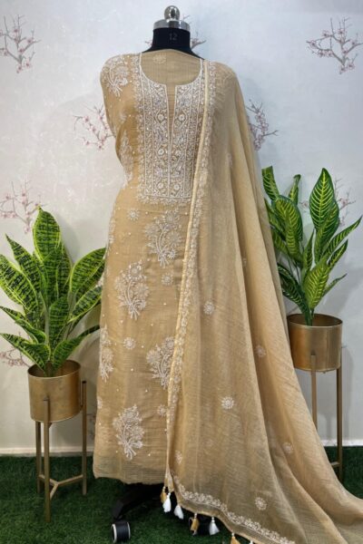 pure kota  chikankari & addon Unstitched two pieces set