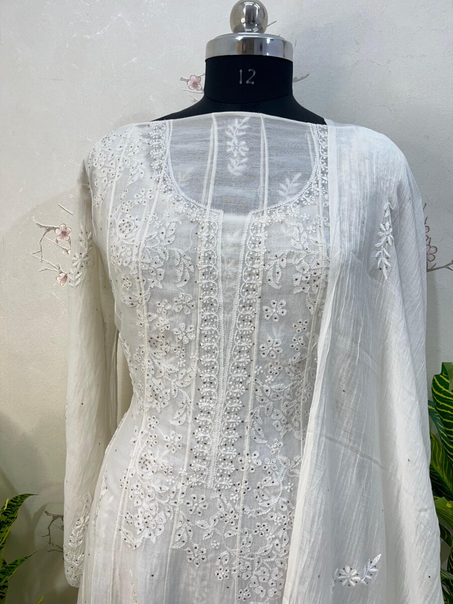 pure mulmul Anarkali semi stitched two piece set - Image 2