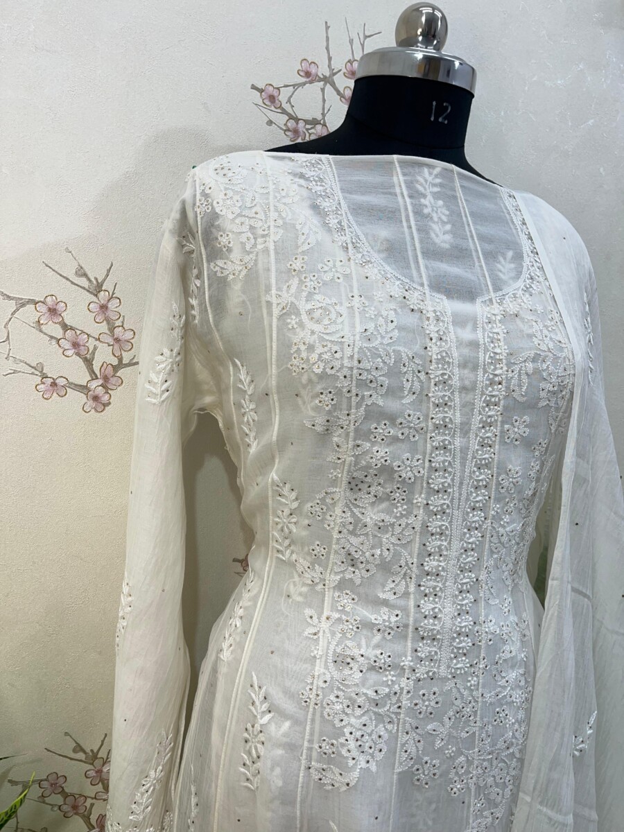 pure mulmul Anarkali semi stitched two piece set - Image 3