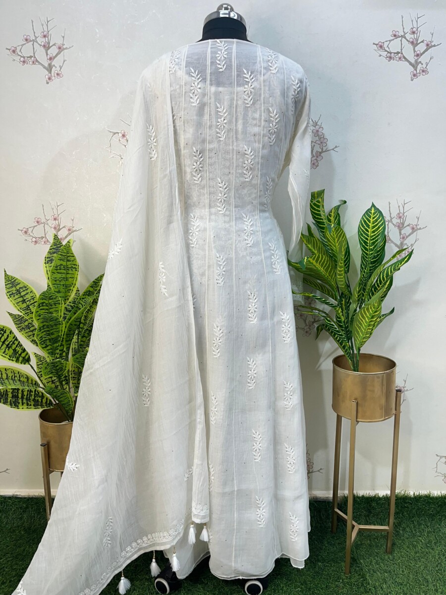 pure mulmul Anarkali semi stitched two piece set - Image 5