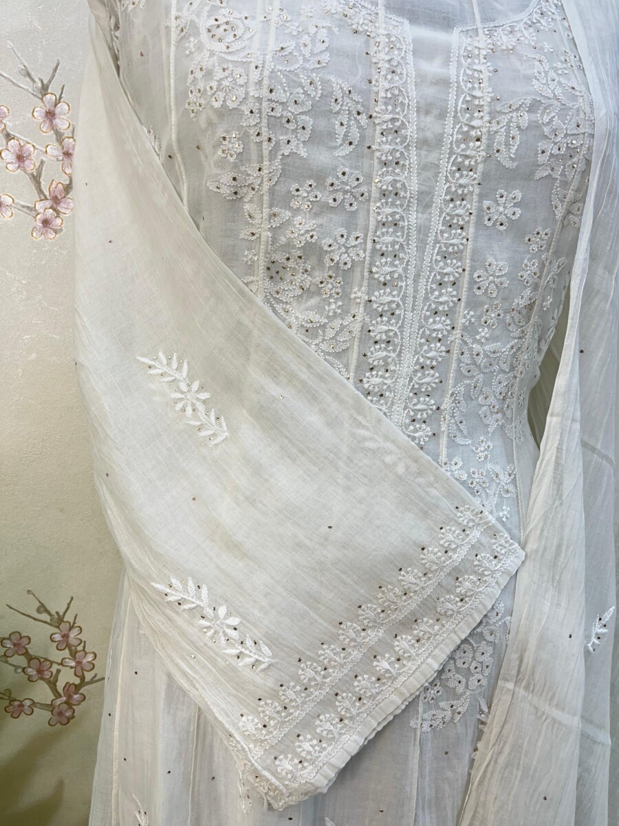 pure mulmul Anarkali semi stitched two piece set - Image 6