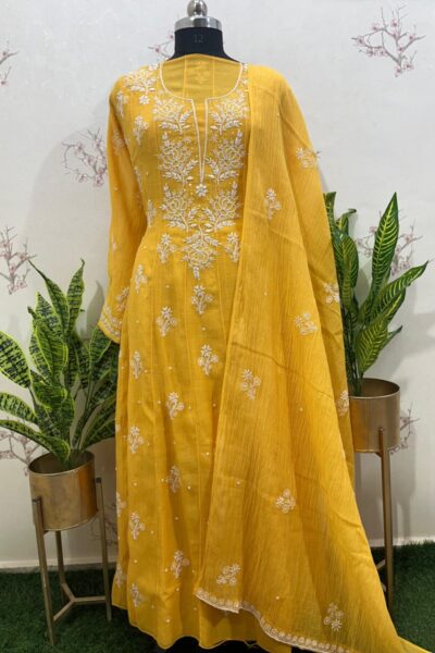 pure mulmul Anarkali semi stitched