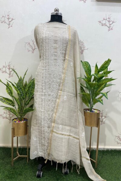 khadi Linen Unstitched two pieces set