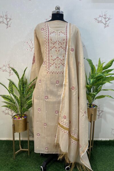 tissue semi stitched colour thread two piece set