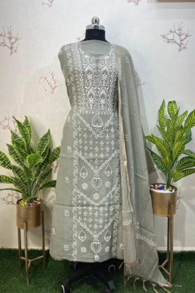 pure mulmul unstitched panel buti work