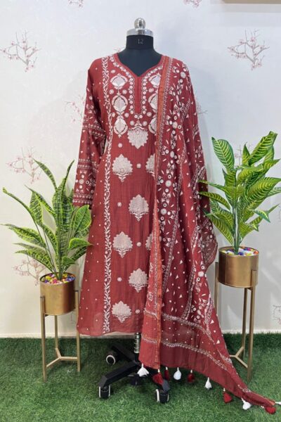 pure mulmul heavy dupatta addon with mirror work