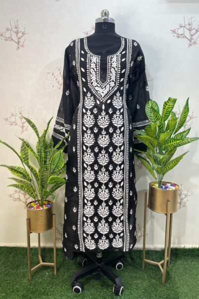 cotton stitched panel buti chikankari Kurti